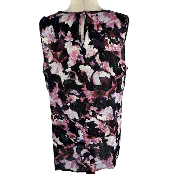 CABLE & GAUGE ABSTRACT EMBELLISHED SLEEVELESS BLOUSE IN PINK BLACK NWOT SIZE XL‎ - Picture 2 of 14